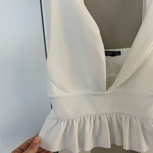 {Nasty Gal} Peplum white top, cropped